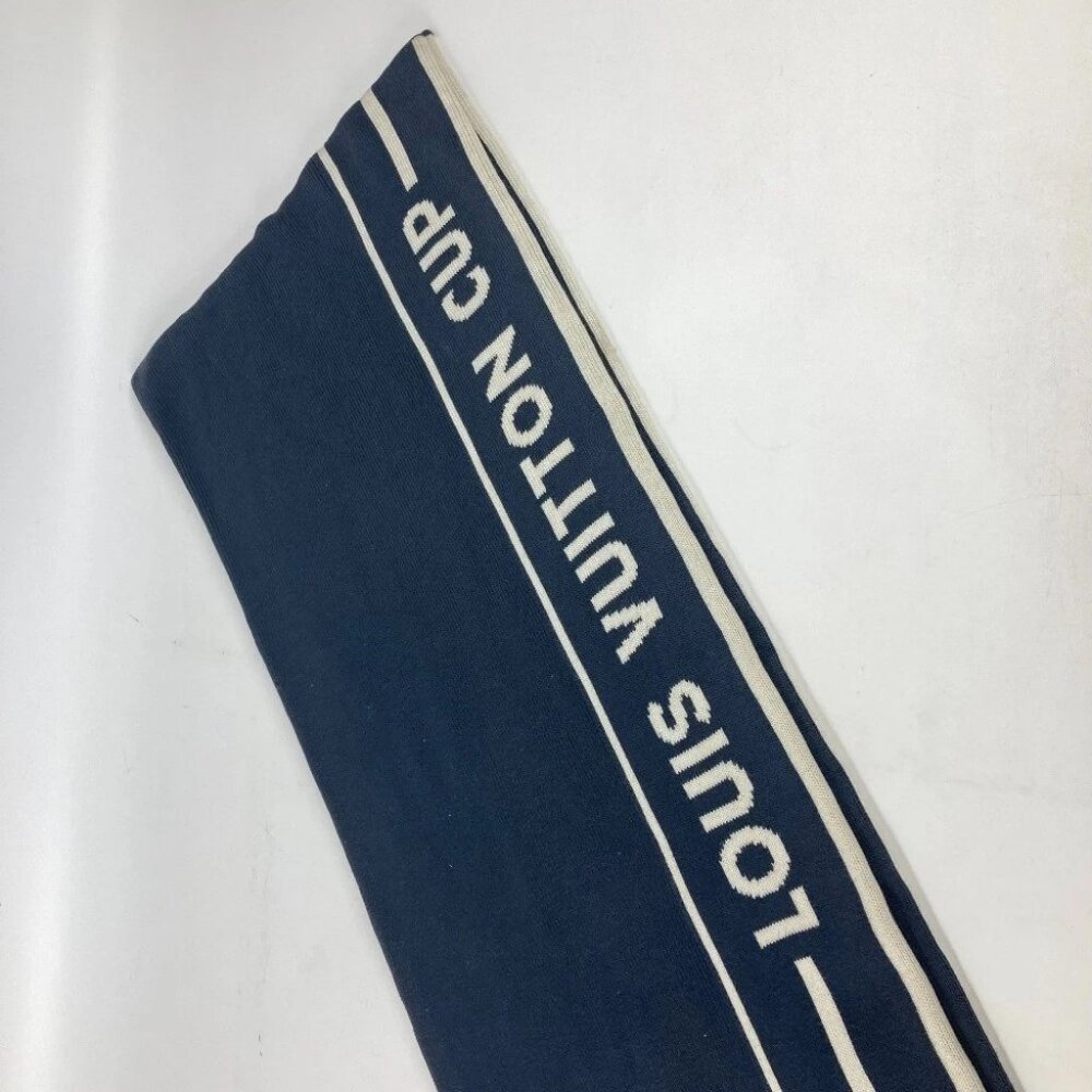 LOUIS VUITTON Louis Vuitton Cup LVCUP logo Scarf cotton / Cashmere Navy/White - Picture 7 of 9